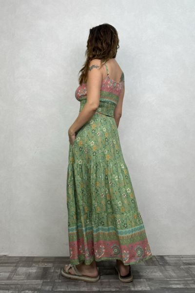 Gypsy Bohem Crop Bluz - Yeşil
