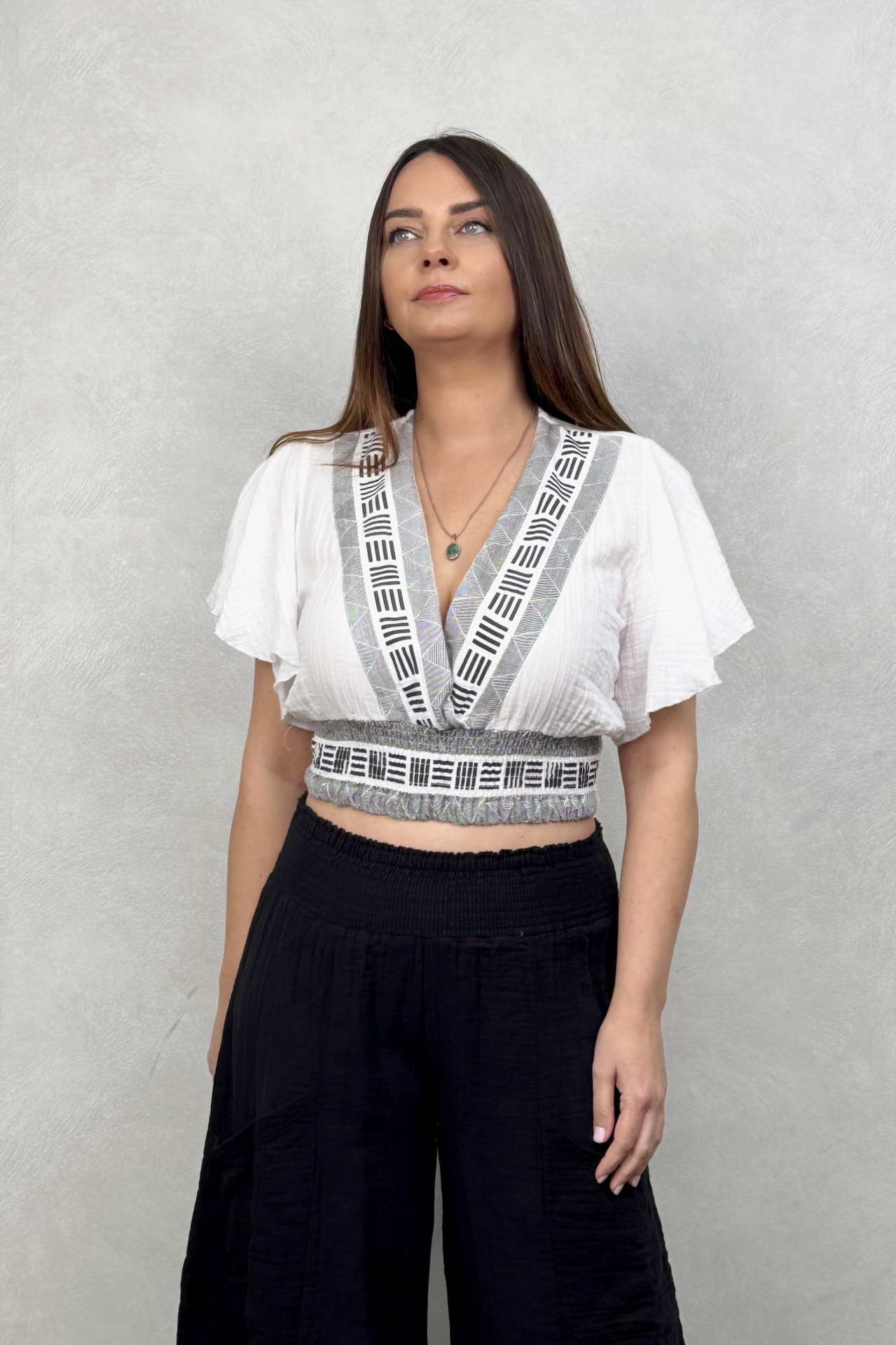 Frig Nature Baskılı Bluz - Beyaz