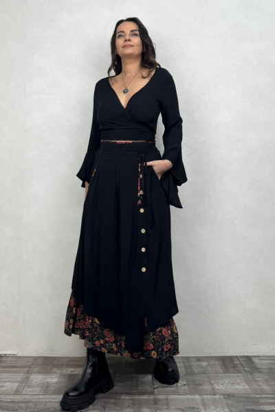 Çift Katlı Polly Gypsy Etek - Siyah