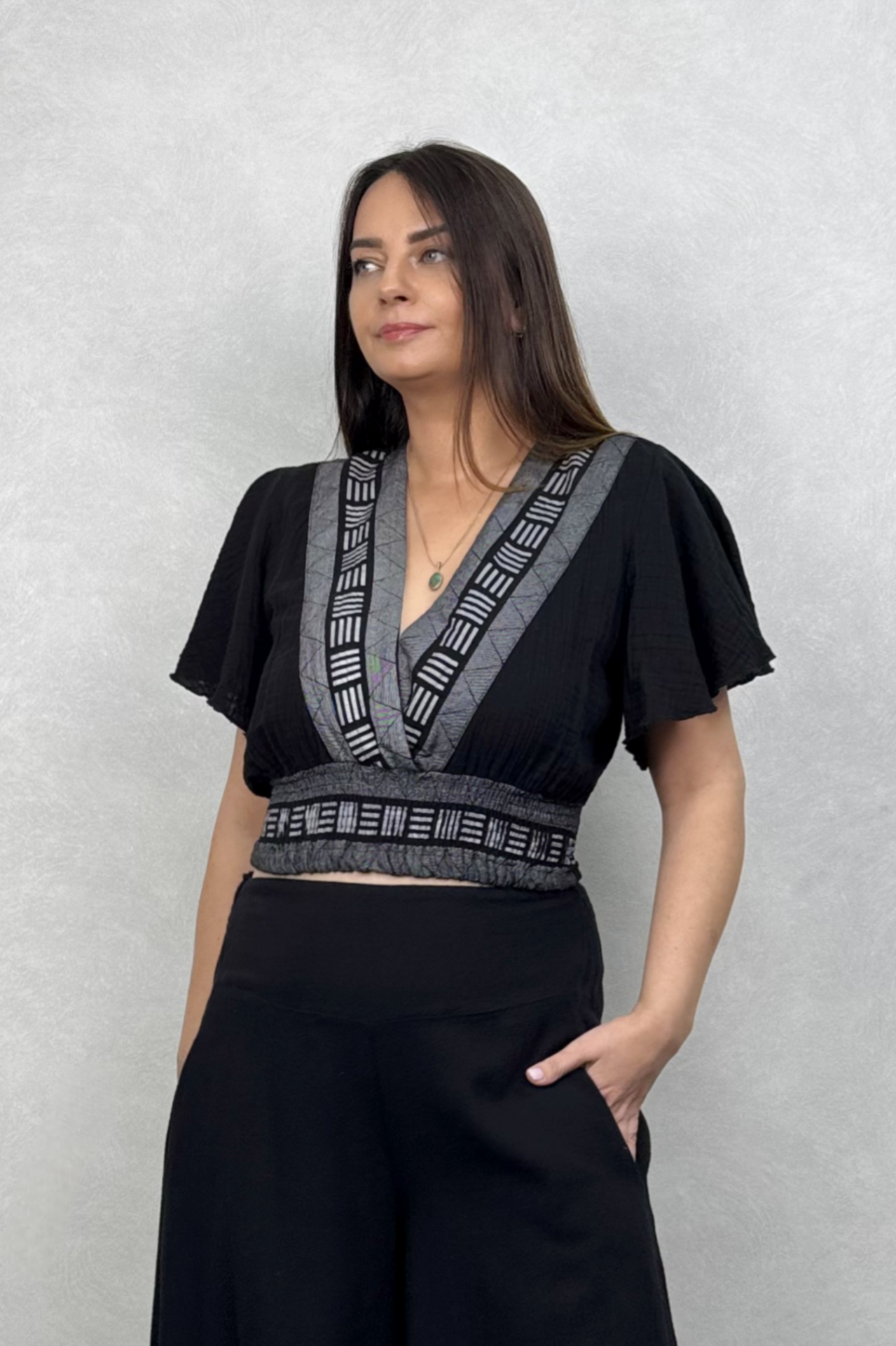 Frig Nature Baskılı Bluz - Siyah