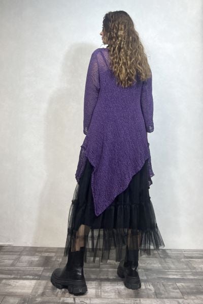 Merserize Tunik ve Tül Etek Kombin - Mor Siyah