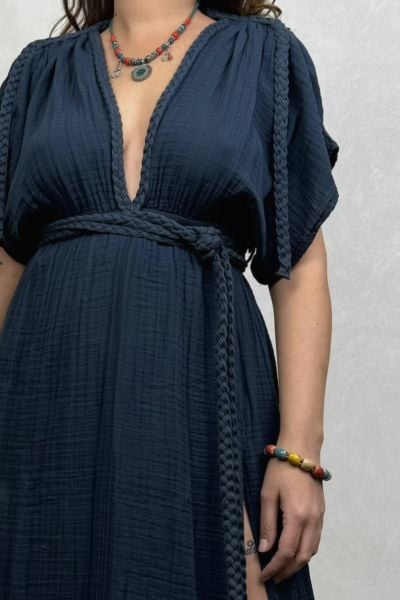 Selene Müslin Elbise Midnight Navy - Petrol