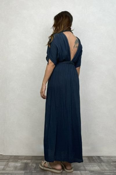 Selene Müslin Elbise Midnight Navy - Petrol