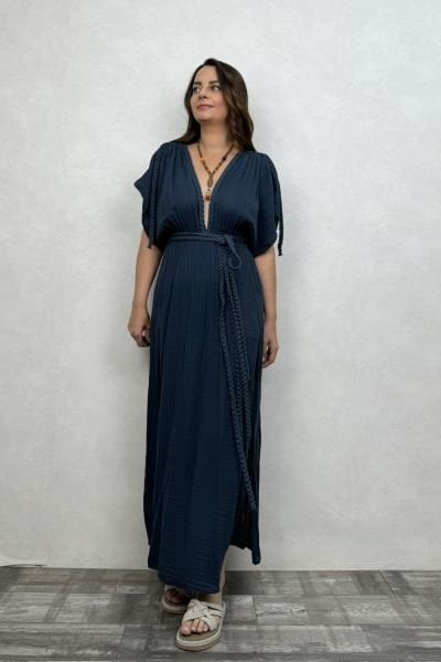 Selene Müslin Elbise Midnight Navy - Petrol