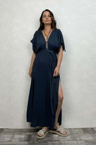 Selene Müslin Elbise Midnight Navy - Petrol