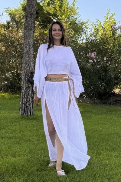 Bia Müslin Etek - Beyaz