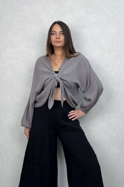 Neptün Müslin Bağlamalı Dark Grey - Gri