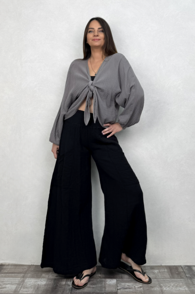 Neptün Müslin Bağlamalı Dark Grey - Gri