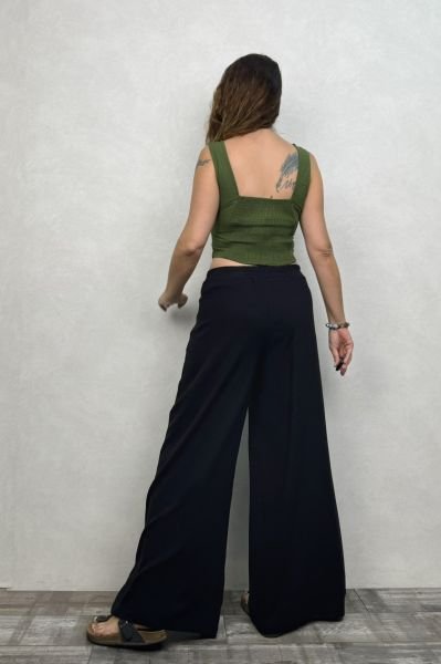 Locca Bol Paça Pantolon - Siyah
