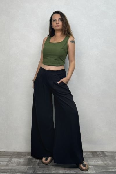 Locca Bol Paça Pantolon - Siyah