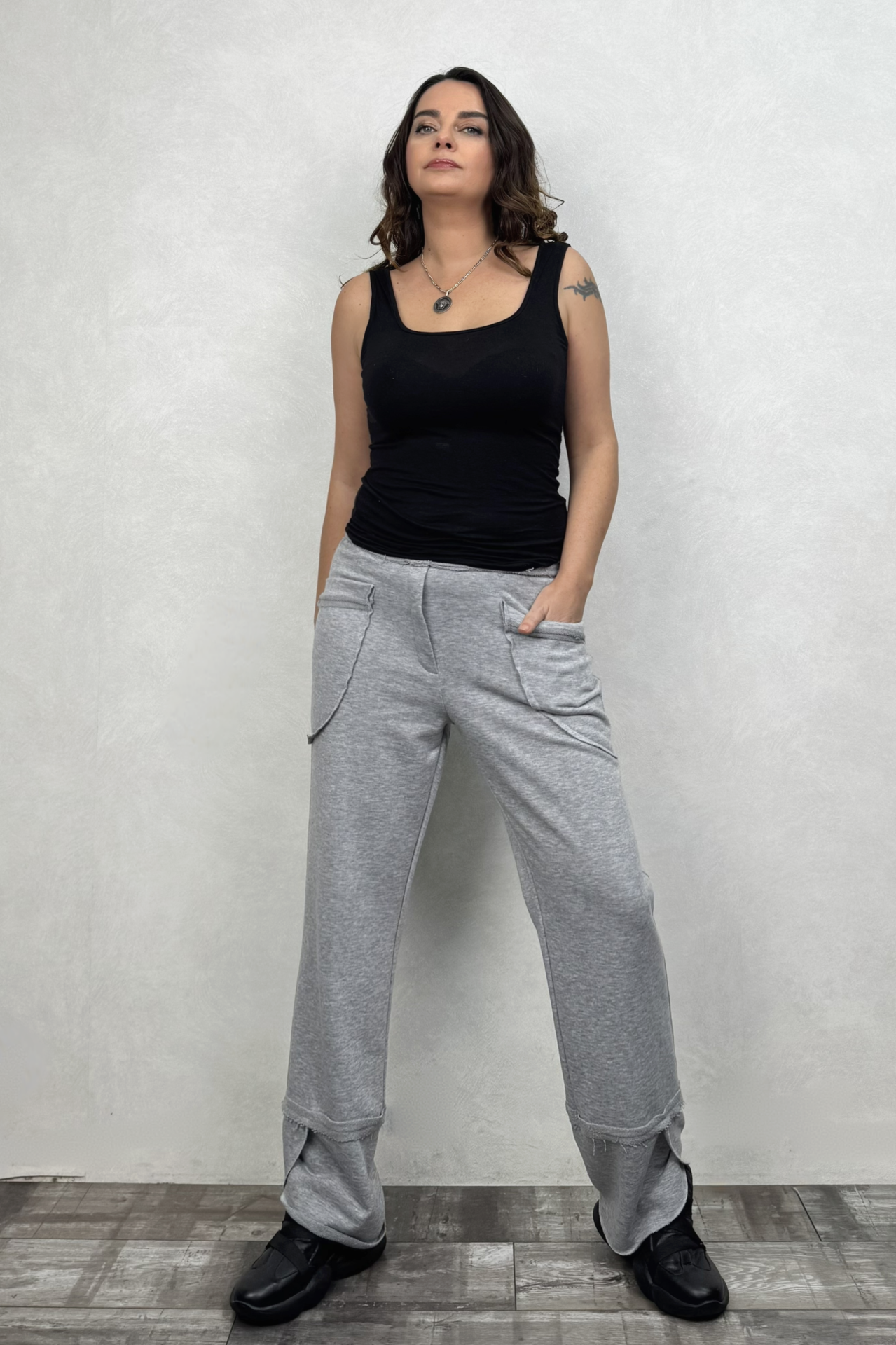 Lamante Bloom Paça Detaylı Pantolon- Gri