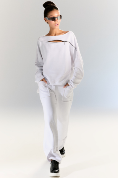 Lamante Bloom Fermuar Detaylı Sweatshirt - Beyaz