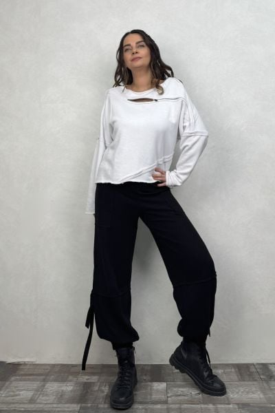 Lamante Bloom Fermuar Detaylı Sweatshirt - Beyaz