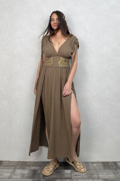Şahmeran Elbise Neutral Brown -Doğal Kahve