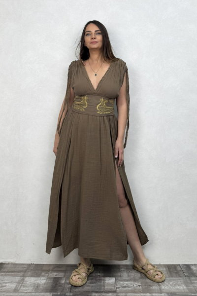 Şahmeran Elbise Neutral Brown -Doğal Kahve