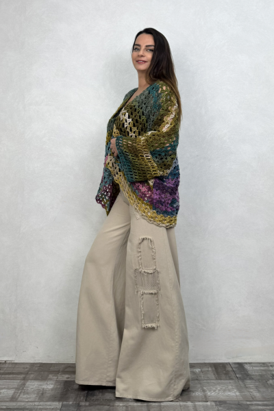 Hand Made Mevsimlik Hırka - Yeşil Batik