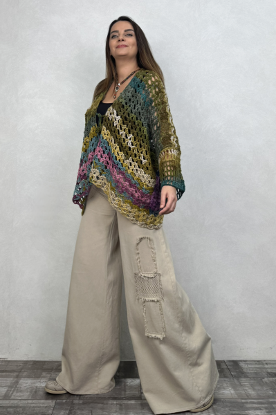 Hand Made Mevsimlik Hırka - Yeşil Batik
