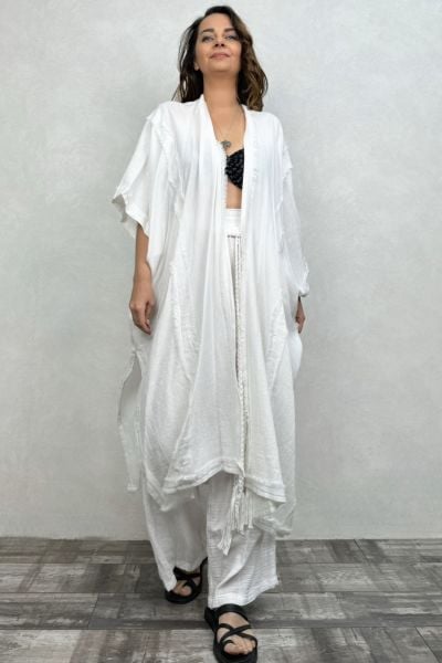 Moneta Uzun Kaftan  - Beyaz