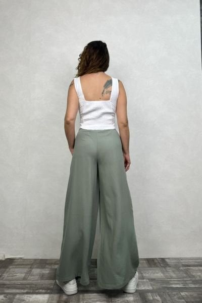 Sırt Lastikli Fit Crop Bluz - Beyaz