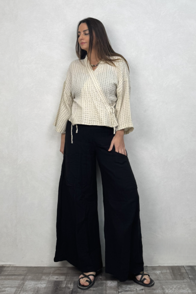 Verona Desenli Müslin Kimono - Bej