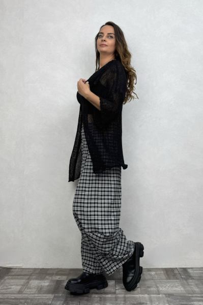 Paça Detaylı Gofre Pantolon - Siyah Eskiz