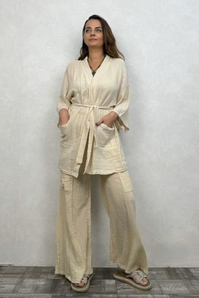Ceres Müslin Kimono Beige- Bej