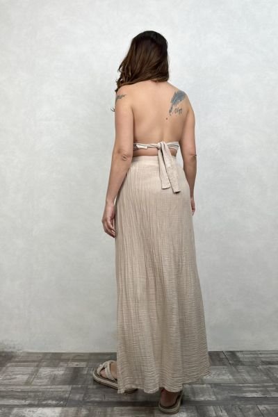 Eve Müslin Crop Stone-Taş Rengi