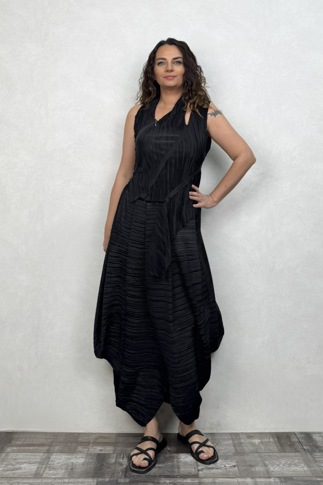 Lamante Alexis Piliseli Tasarım Etek - Siyah