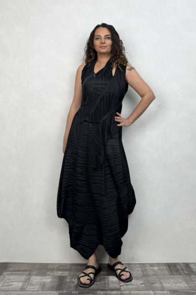 Lamante Alexis Piliseli Tasarım Etek - Siyah