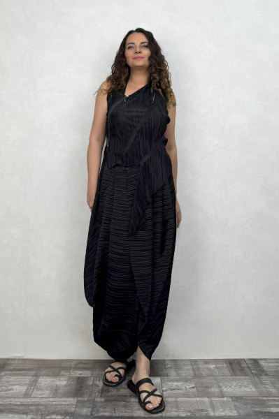 Lamante Alexis Piliseli Tasarım Etek - Siyah