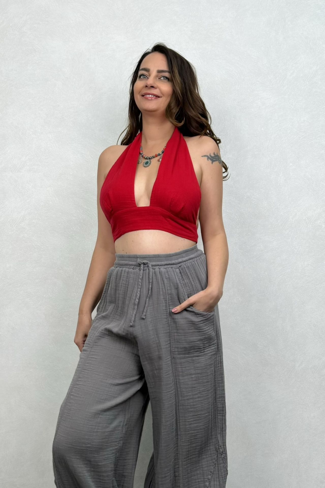 Eve Müslin Crop Barbados Cherry - Vişne