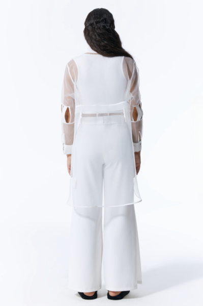 Lamante Frame Tasarım Tül Gömlek - Beyaz