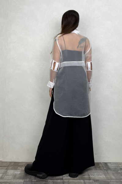 Lamante Frame Tasarım Tül Gömlek - Beyaz