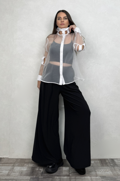 Lamante Frame Tasarım Tül Gömlek - Beyaz