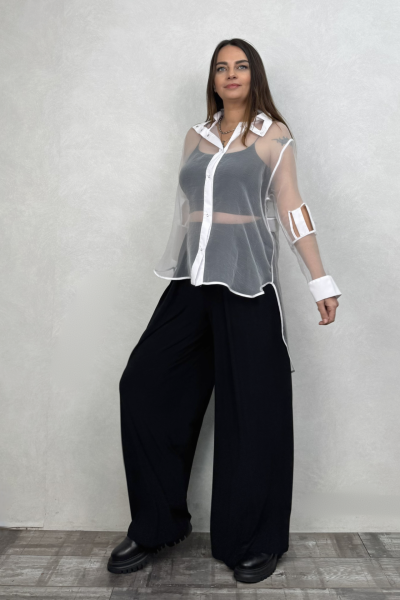 Lamante Frame Tasarım Tül Gömlek - Beyaz