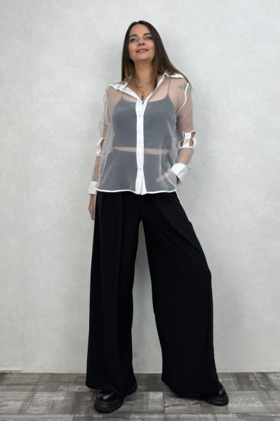 Lamante Frame Tasarım Tül Gömlek - Beyaz