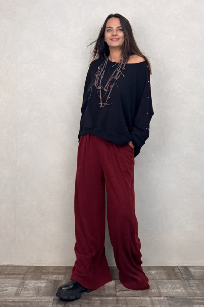 Lamante Pia Triko Pantolon - Bordo