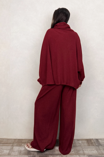 Lamante Pia Triko Fermuarlı Bluz - Bordo