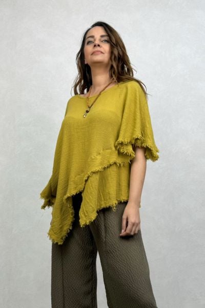 Çakıl Müslin Panço Bluz Golden Live - Limon Küfü