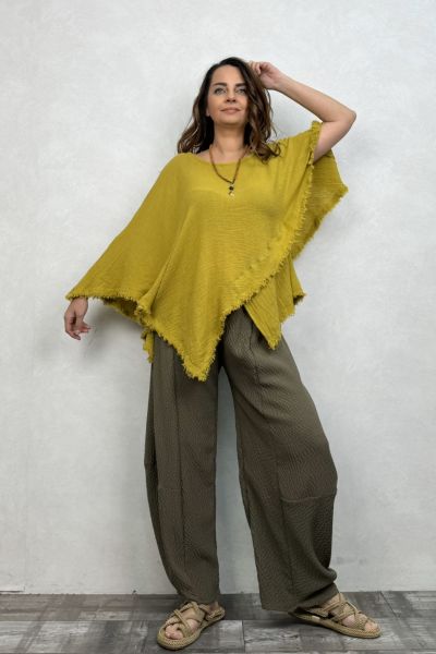 Çakıl Müslin Panço Bluz Golden Live - Limon Küfü