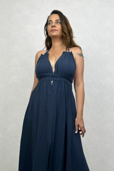 Lilith Müslin Elbise Midnight Navy - Petrol