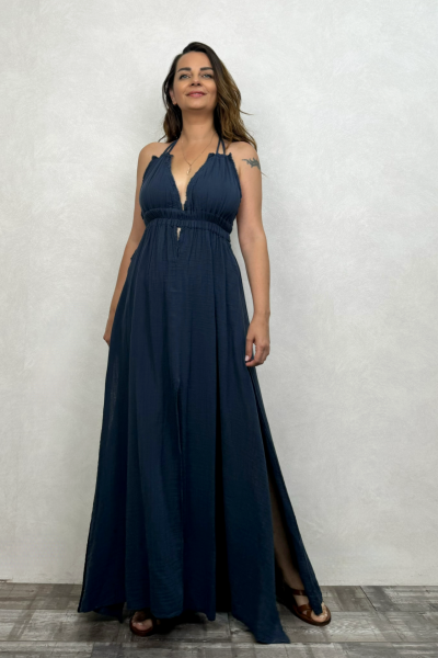 Lilith Müslin Elbise Midnight Navy - Petrol