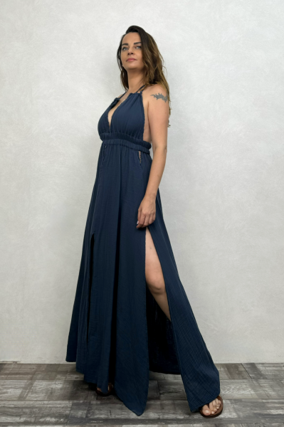 Lilith Müslin Elbise Midnight Navy - Petrol