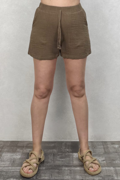 Basic Müslin Şort Neutral Brown -Doğal Kahve