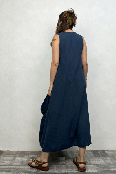 Venilla Müslin Elbise Midnight Navy - Petrol
