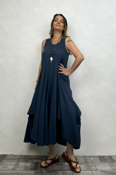 Venilla Müslin Elbise Midnight Navy - Petrol