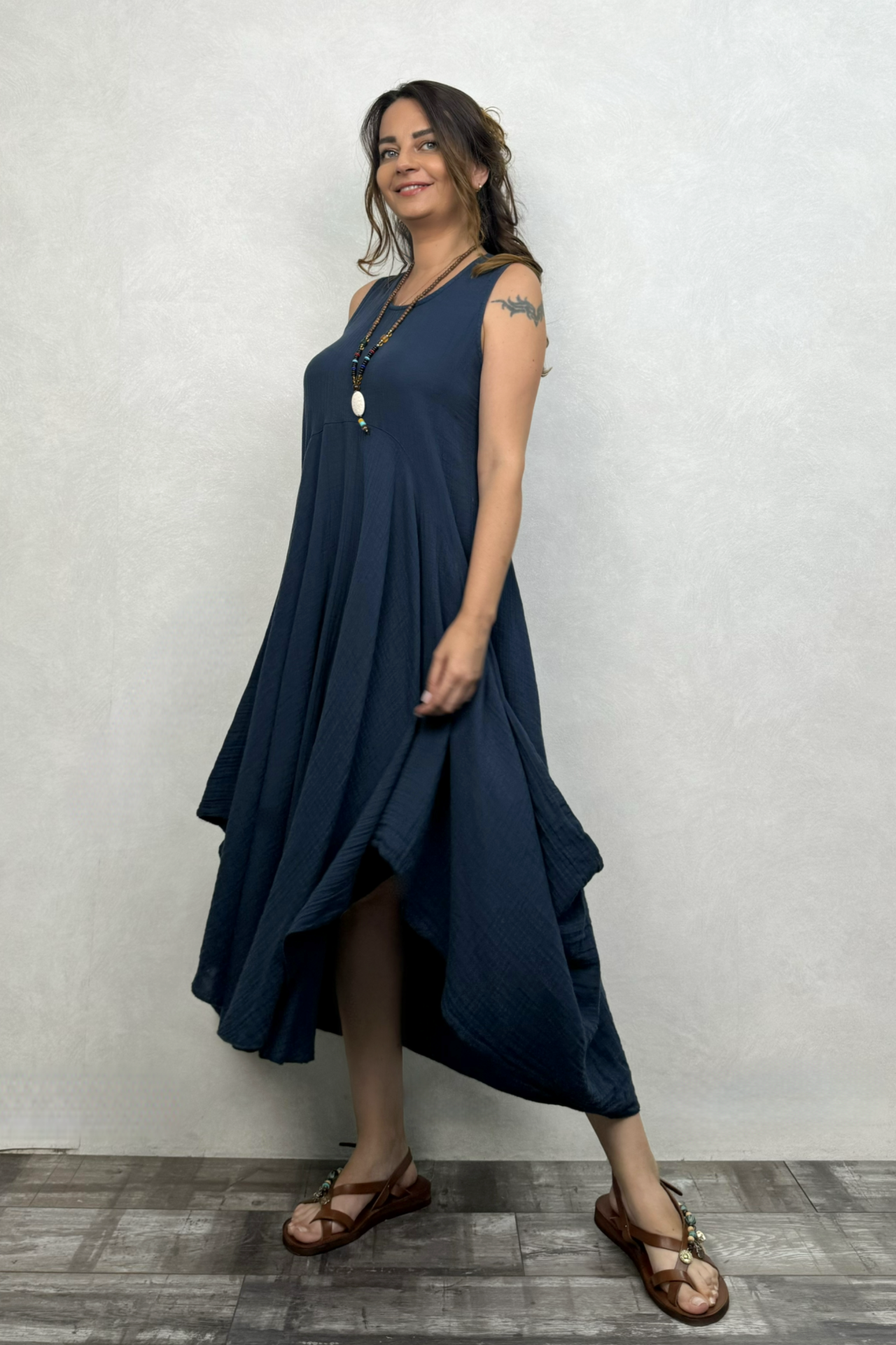 Venilla Müslin Elbise Midnight Navy - Petrol