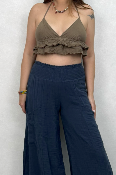 Vialis Fırfırlı Crop Neutral Brown - Doğal Kahve