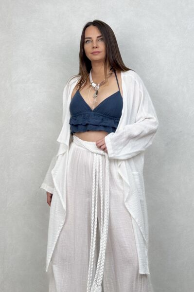 Vialis Fırfırlı Crop Midnight Navy - Petrol