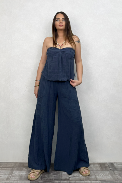 Vialis Straplez Bluz Midnight Navy - Petrol